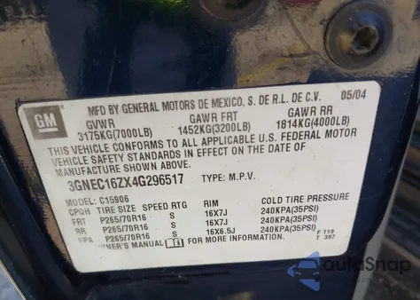 2004 Chevrolet Suburban 1500 Ls from USA, damaged, VIN 3GNEC16ZX4G296517